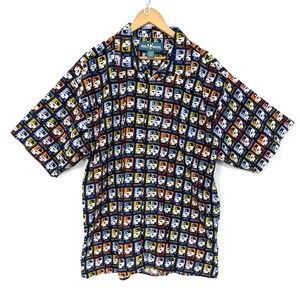 Big Dogs Mens 2XL Button Up Short Sleeve Casual Shirt Colorful Vintage Y2K